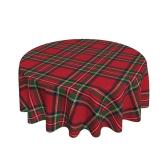 Checkered Christmas Tablecloth Round 60 Inch,Red Green Retro Plaid Table Cloth,Stain Resistance Polyester Winter Xmas Holiday Table Covers for Kitchen Dining,Small Tablecloth for Parties Picnic