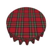 Checkered Christmas Tablecloth Round 60 Inch,Red Green Retro Plaid Table Cloth,Stain Resistance Polyester Winter Xmas Holiday Table Covers for Kitchen Dining,Small Tablecloth for Parties Picnic