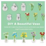 ZOYVUX Cute Mini Vase Magnets for Fridge, Tiny Plant Glass Vases with Flowers, Magnetic Refrigerator Decor for Kitchen, Office, Locker (5 Pack)