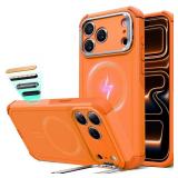 ESR for iPhone 17 Pro Case with Stash Stand, 7X Military-Grade Drop Protection with Camera Control, Shock-Absorbing Phone Rugged Cover, Compatible with MagSafe Accessories, Cyber Series, Orange