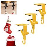 No-Drill Fireplace Stocking and Garland Hanger for Mantel 2-in-1 Adjustable Heavy Duty Christmas Hooks, Tool-Free Clip-On Design Holds Stockings Garland Securely for Indoor Outdoor Decor (3-gold)