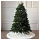 Starry Dynamo 60-Inch Huntsman High-Pile Faux Fur Christmas Tree Skirt with Hidden Slide Clasp Closure and Durable Microfiber Backing, Ivory