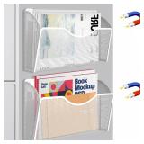 2 Pockets Magnetic File Holder for File Cabinets, Folder Holder Organizer- No Drilling Paper Document Holder, Large Capacity Office Hanging Magazine Rack for Refrigerator, Whiteboard, Office, Kitchen