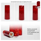 kakoya Flameless LED Candles with Timer 5 Pc Flickering Flameless Candles for Romantic Ambiance and Home Decoration Stable Acrylic Shell,with Embedded Star String?Battery Operated Candles?Red?