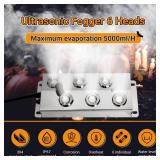 Toriexon Upgrade Ultrasonic Fogger 6 Head with Buoy, Ultrasonic Mist Maker 5000mlH, Mist Maker Fogger 200W, IP67 Waterproof Power Supply, Perfect for Pond, Greenhouse, Rockery, Halloween Decoration