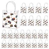 Tioncy 24Pcs Monster Truck themed Party Favor Bags Truck Goodie Bags Monster Car PVC Candy Treat Tote Clear Gift Bag with Handles for Kids Piñata Game Construction Racing Theme Birthday Party Supplie