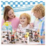 Tioncy 24Pcs Monster Truck themed Party Favor Bags Truck Goodie Bags Monster Car PVC Candy Treat Tote Clear Gift Bag with Handles for Kids Piñata Game Construction Racing Theme Birthday Party Supplie