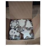 Max Fun 100PCS DIY Wooden Christmas Ornaments Unfinished Predrilled Wood Circles for Crafts Centerpieces Holiday Hanging Decorations in 10 Shapes