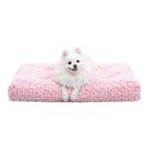 KSIIA Washable Dog Bed Deluxe Plush Dog Crate Beds Comfy Kennel Pad Anti-Slip Pet Sleeping Mat for Large, Jumbo, Medium, Small Dogs Breeds, 29\ x 21\in, Pinkin