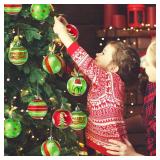 Wninbu 12 Pcs 2.4 Inch Christmas Ball Ornaments for Tree,Red and Green Glittering Hanging Bulbs Pendants for Christmas Tree Decorations