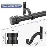 12-20 inch Short Adjustable Matte Black Curtain Rods,1 inch Diameter Heavy Duty Side Curtain Rod Set with Aluminum Finals for Windows, Door, Drapery