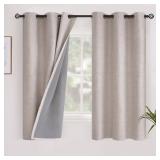 YoungsTex Linen Short Blackout Curtains for Bedroom Window, 40 Inch Length Thermal Insulated Black Out Drapes with Grommet Privacy for Kithchen Bathroom Windows, Beige, 2 Panels, 42 X 40 Inch