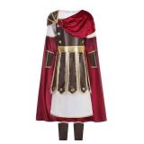 HAPNBCELE Roman Soldier Costume Kids Boys Knight Viking Gladiator Medieval Renaissance Dress up Halloween Party Role Play (White-brown, 10-11 Years)