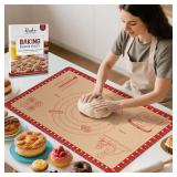 Silicone Baking Mat with Recipes, Extra Thick Silicone Mats for Baking, Non Stick Pastry Mat for Rolling Dough, Silicone Macaron Baking Mat for Cookie,Bread,Pizza,Fondant Mat, OvenandDishwasher Safe