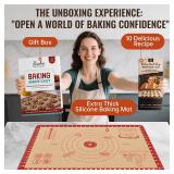 Silicone Baking Mat with Recipes, Extra Thick Silicone Mats for Baking, Non Stick Pastry Mat for Rolling Dough, Silicone Macaron Baking Mat for Cookie,Bread,Pizza,Fondant Mat, OvenandDishwasher Safe