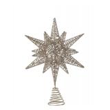 Multidimensional Metal Star Tree Topper with Gold Glitter
