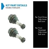 TRQ Front Lower Ball Joint Set Compatible with 2006-2010 Hummer H3 2009-2010 H3T