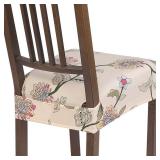 SearchI Stretch Dining Chair Seat Covers Set of 4, Soft Removable Washable Seat Covers for Dining Chairs, Dining Room Seat Cover Protector (Rear-Covered, Brown Flowers)