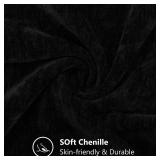 decorUhome Chenille Black Spring Euro Sham Throw Pillow Covers 22x22 Inch Set of 2, Decorative Soft Couch Pillow Covers Solid Dyed Accent Farmhouse Neutral Square Pillow Cases for Sofa