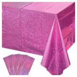 4 Pack Iridescence Plastic Tablecloths Shiny Disposable Laser Rectangle Table Covers Holographic Foil Tablecloth Iridescent Party Decoration Birthday Bridal Wedding Christmas 54\ x 108\in (Pink)in