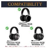 SOULWIT Ear Pads Replacement for Corsair Virtuoso RGB Wireless XT SE Gaming Headset, Earpads Cushions with Protein Leather, High-Density Noise Isolation Foam, Added Thickness - Black