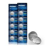 PGSONIC CR2450 Batteries, 3 Volt Lithium Coin Battery 10 Count, High Capacity and Leak-Free Performance (only 5 in box)