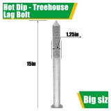 Otoolling 1 Pc Treehouse Lag Bolt Hot Dip Galvanized Hex Head Lag Screws for Treehouse Brackets Hardware Deck Construction Wood Framing Heavy Duty (1.25 x 15 Inch)