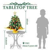 XmasExp 20in Mini Christmas Tree Artificial Small Christmas Tree with Lights,Star Treetop,Ornaments Balls,Bells and Pine Cones DIY Xmas Decorations Green