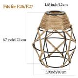 1 Pack Industrial Hemp Rope Pendant Lamp Shade, Small Vintage Boho Hanging Light Shades, Mini Rustic Metal Cage Lampshade for E27 Chandelier Wall Sconces Ceiling Hanging Pendant Light Fixture