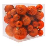 Christmas Ball Ornaments Copper Orange Christmas Tree Decorations with Hang Rope-36pcs Shatterproof Christmas Ornaments Set with 6 Styles in 3 Sizes(Small Medium Large)
