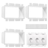 yeesport 3 Pcs Electrical Box Extenders, BE3-3 Electrical Outlet Box Extenders with 18 Screws, 3-Gang Electrical Power Box Extensions, Power Switch Receptacles Accessories, White