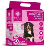 American Kennel Club Female Dog Wrap, Disposable Diapers with Wetness Indicator, Large, 50 Count