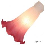 Bieye LS02S Lily Flower Blown Glass Lampshade (White Pink, Opening I.D. 0.87\ x O.D. 1\in)in