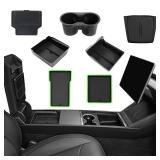 7PCS Center Console Organizer Tray for 2024 2025 2026 Tesla Model 3 Accessories, Armrest Hidden Storage Box Cup Holder Charger Pad for Tesla Model 3 Highland