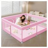 XVISHX Baby Playpen 50 x 50 Inch Play Pen Playards, Playpen for Babies and Toddlers, Baby Playard for Indoor and Outdoor Active Center Game Fence, with Skin-Friendly Fabric and Soft Breathable Mesh Pi