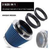 4-Inch Cold Air Intake Filter - Washable, High Performance, 3\ or 3-12\in or 4\in Clamp-On Replacement Air Filter Bluein