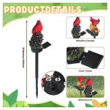 Capoda 2 Pack Solar Lights Decorative Garden Outdoor , Red Cardinal Bird Stakes for Pathway Yard Lawn, Waterproof Resin Figurine Memorial Sympathy Gifts for Mom Women, Cemetery Grave Decorations