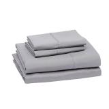 Amazon Basics Lightweight Super Soft, Wrinkle-Free Luxury Microfiber 4 Piece Bed Sheet Set with 14-Inch Deep Pockets, Full, Dark Gray, Solid