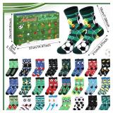 JenPen 24 Pairs Soccer Advent Calendar 2025 Christmas Socks 24 Days Countdown Gifts Calendar Funny Soccer Socks Gifts for Sports Team Fans Men Teen *missing 2 pairs*
