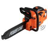 HEY! PLAY! Toy Chainsaw - Fake Outdoor Power Tool for Pretend Play - Battery-Powered with Pull Cord, Rotating Chain, and Realistic Sounds (Orange)
