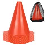 PXZBLG 12pcs Soccer Cones, 7 Inch Soccer Cones, Plastic Traffic Cones, Training Cones for Basketball Football Skating Drills Practice