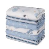 GLLQUEN BABY Receiving Blanket Boy Cotton Muslin Swaddle Blankets Girl Newborn Squares Breathable and Soft Thin Baby Blankets Cloths Double Absorbent Infant Swaddling Wrap - 6 Pack (Blue Astronaut)