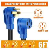 Kanayu 6ft 50 Amp RVEV Extension Cord Compatible with NEMA 14-50P to 14-50R ETL List 4 Prong Flexible Heavy Duty STW Outdoor Waterproof Power Cord with Grip Handle for RV EV Camper