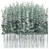 Canlierr 200 Pcs Eucalyptus Stems Faux Greenery Artificial Eucalyptus Leaves Decor Greenery Stems Branch for Wedding Centerpiece Flower Bouquet Farmhouse Home (Dark Green)