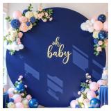 7.2 FT Navy Blue Round Backdrop Cover for Circle Balloon Arch Stand Stretchy Circle Arch Backdrop Covers for Wedding Arch Baby Shower Birthday Party Photo Shoot Photography Arch Background Decorations