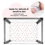 Yoofoss Pack and Play Sheets Fitted, Mini Crib Sheets 2-Pack for Pack N Play Mattress, Stretchy Playard Sheet, Soft and Breathable Pink+Love