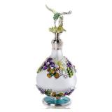 YU FENG Hummingbird Flower Glass Perfume Bottle Jeweled Enameled Fancy Decorative Crystal Perfume Holder Container Scent Bottles Empty Refillable(25ml)