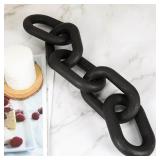 HMASYO Black Wood Chain Link Decor, 5-Link Wooden Decorative Chain Home Decor Accents, Coffee Table Decor, Shelf Decor Aesthetic, Modern Bookshelf Table Decorative Objects for Living Room
