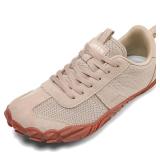 UBFEN Sneakers Barefoot Shoes for Womens Mens Minimalist Trail Running Hiking Comfortable Walking Light Brown Size US 8.5 Women6.5 Men