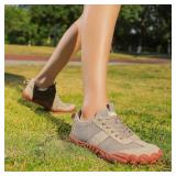 UBFEN Sneakers Barefoot Shoes for Womens Mens Minimalist Trail Running Hiking Comfortable Walking Light Brown Size US 8.5 Women6.5 Men